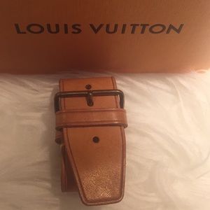Auth Vuitton Vachetta Luggage Handle Poignet Strap